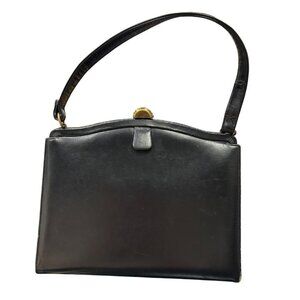 Vintage 1950s Colbertz Black Genuine Leather Handbag – Classic Mid-Century Desig